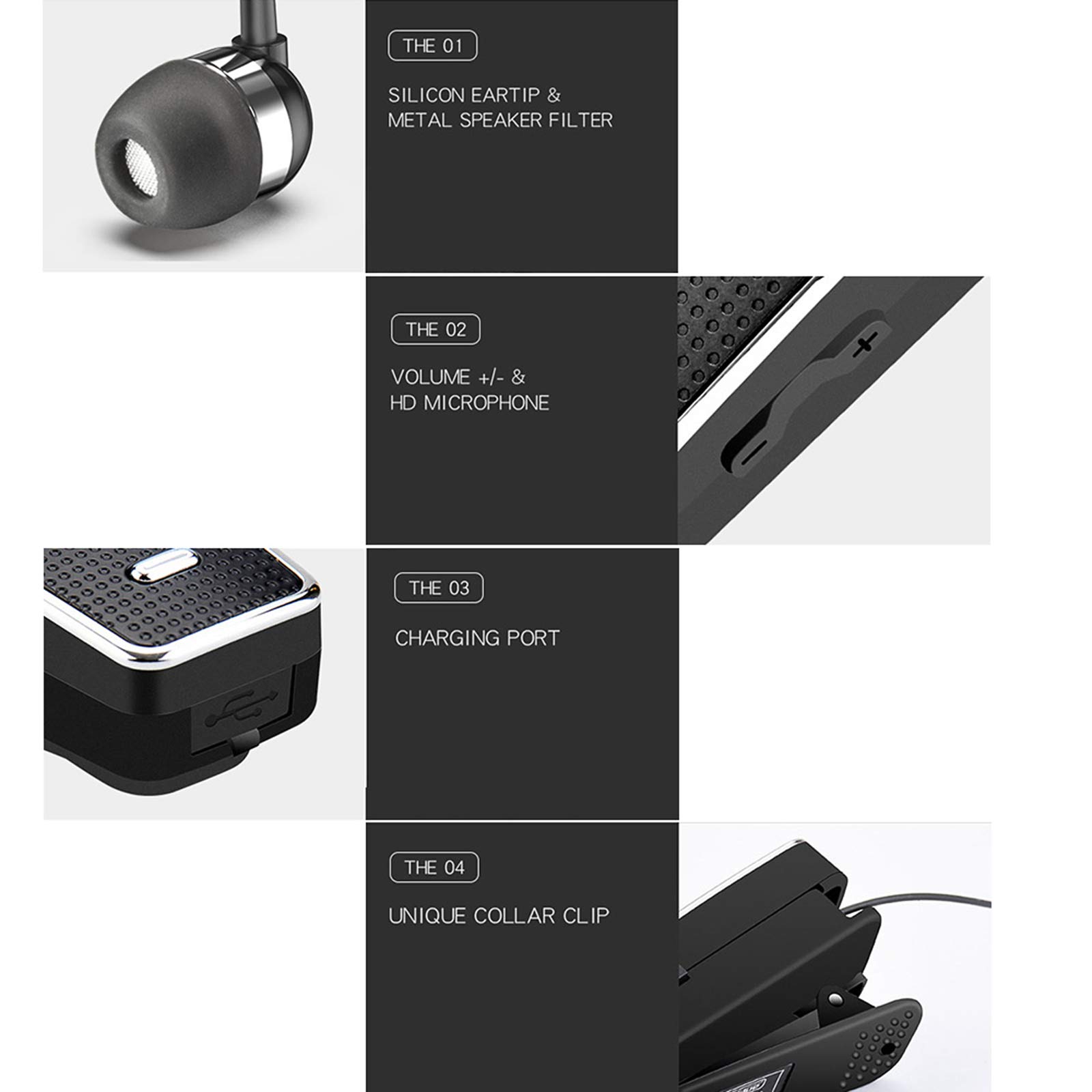 docooler Auricolare con Clip in-Ear Auricolare Bluetooth 5.0 Senza Fili Clip di Usura Vibrante Cuffia Vivavoce con Microfono per Smartphone Business Sport