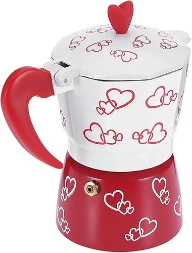 Miniatura 7 de Red Heart - Cafetera de aluminio para moka, cafetera para estufa con mango ergonómico antideslizante, cafetera italiana (S)