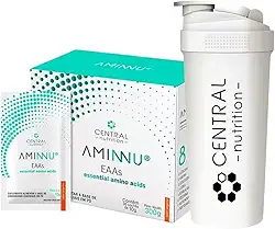 Aminnu - Aminoácidos - Sabor Tangerina - Caixa com 30 sachês de 10g - Central Nutrition + Coqueteleira Exclusiva
