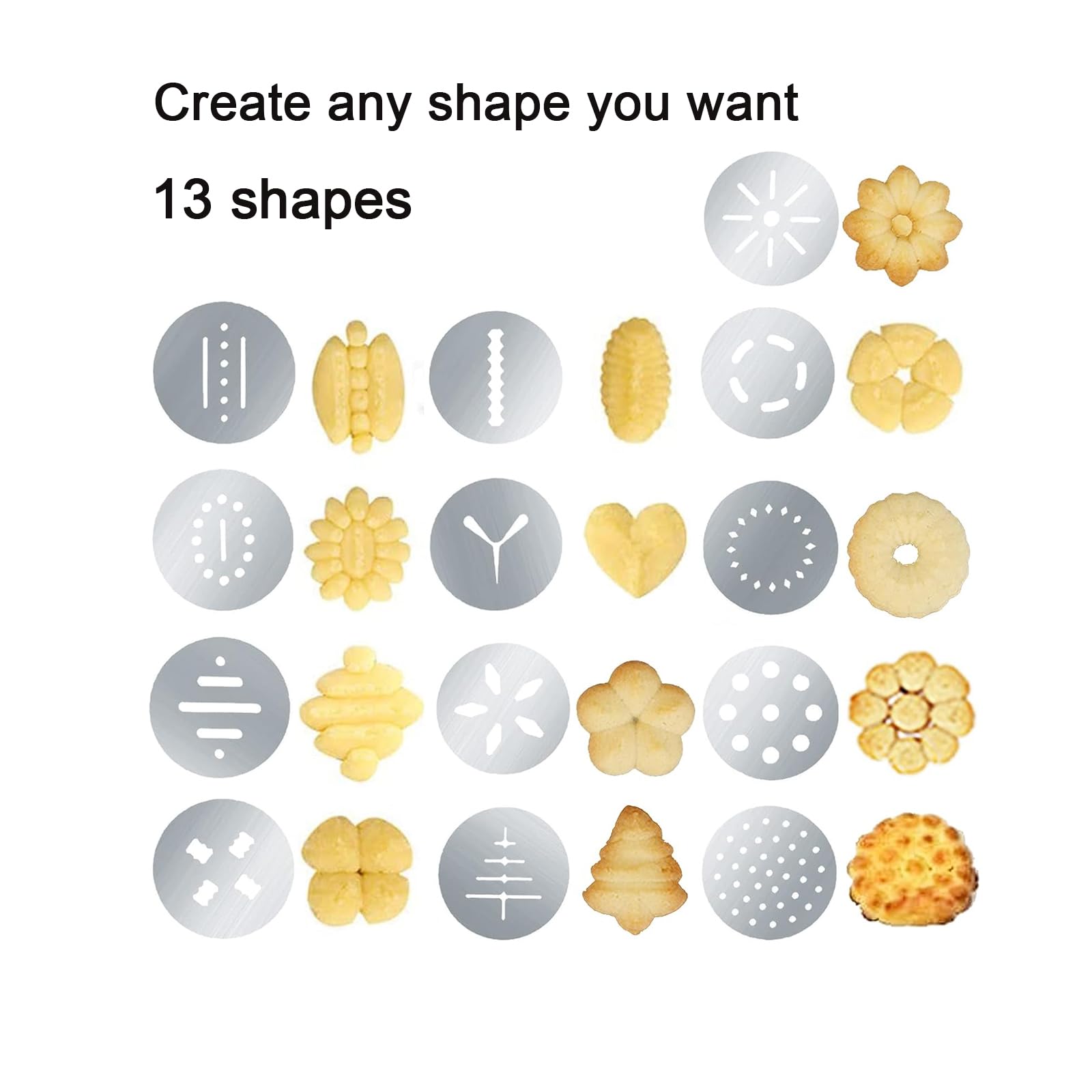 Gebäckpresse Mit 13 Schablonen & 8 Tüllen - Edelstahl Teigspritze Für Perfekte Kekse & Kuchen-Deko