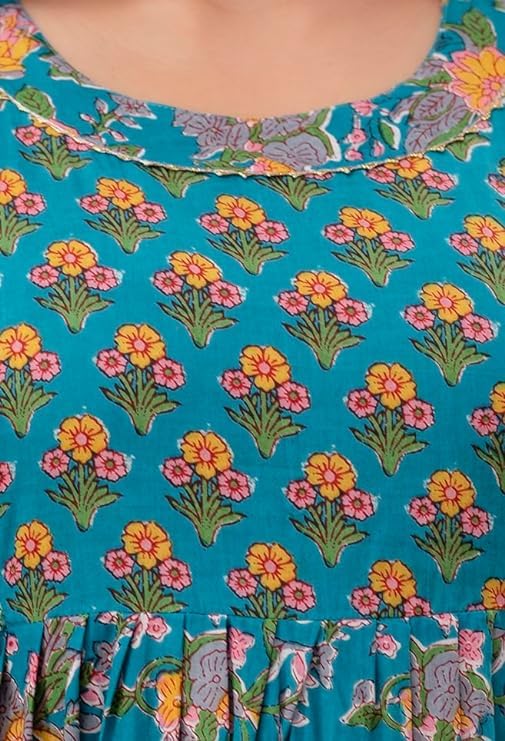 Image of Women's Pure Cotton All Over Printed Maternity Feeding Kurti | All Over Print Maternity Gown