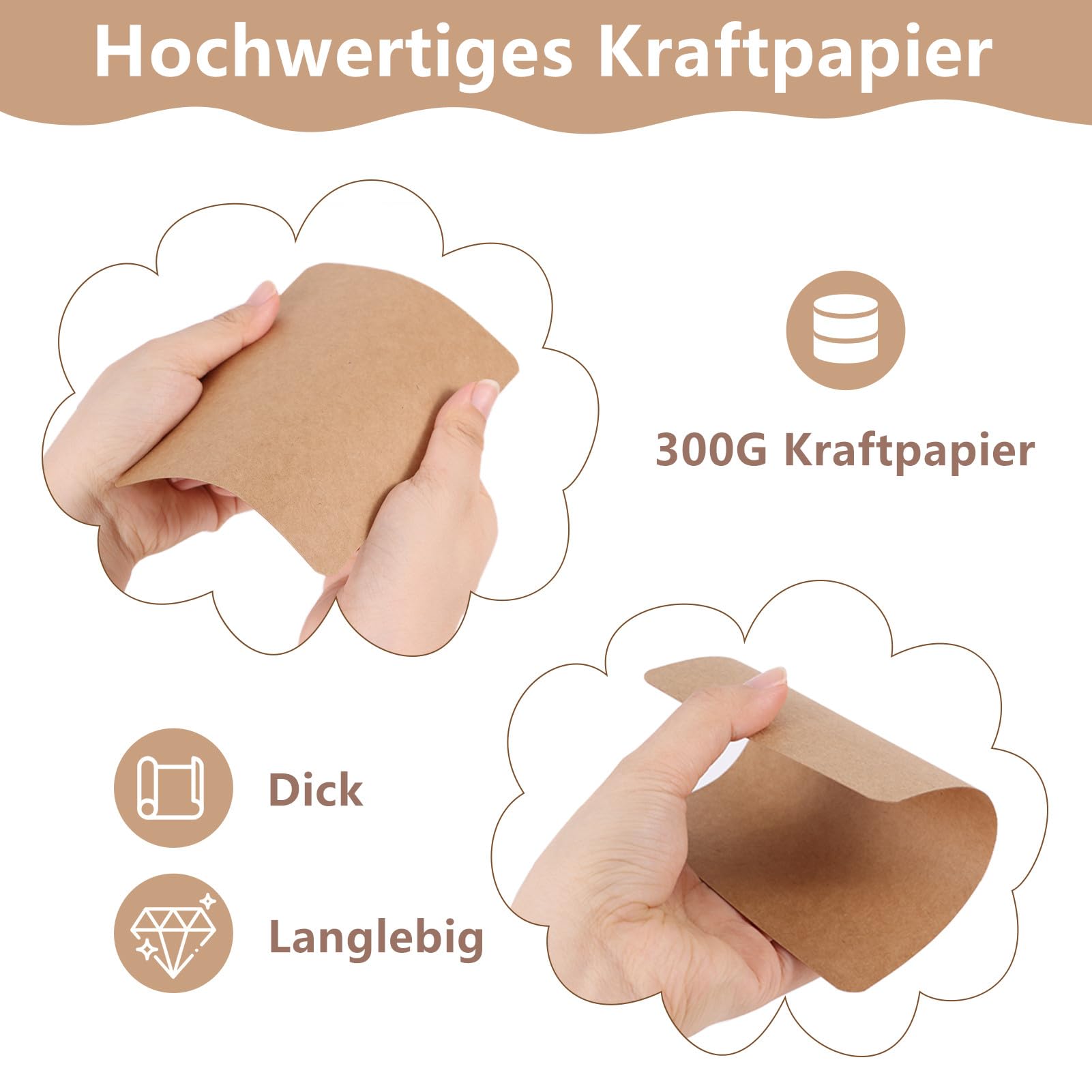 moinkerin 120 Pezzi A6 Carta Kraft 10.5X14.8CM 300g/m²Stampabile Cartoncino Kraft A6 Cartoline Vuote per il fai da te, inviti di Nozze, Biglietti di Ringraziamento