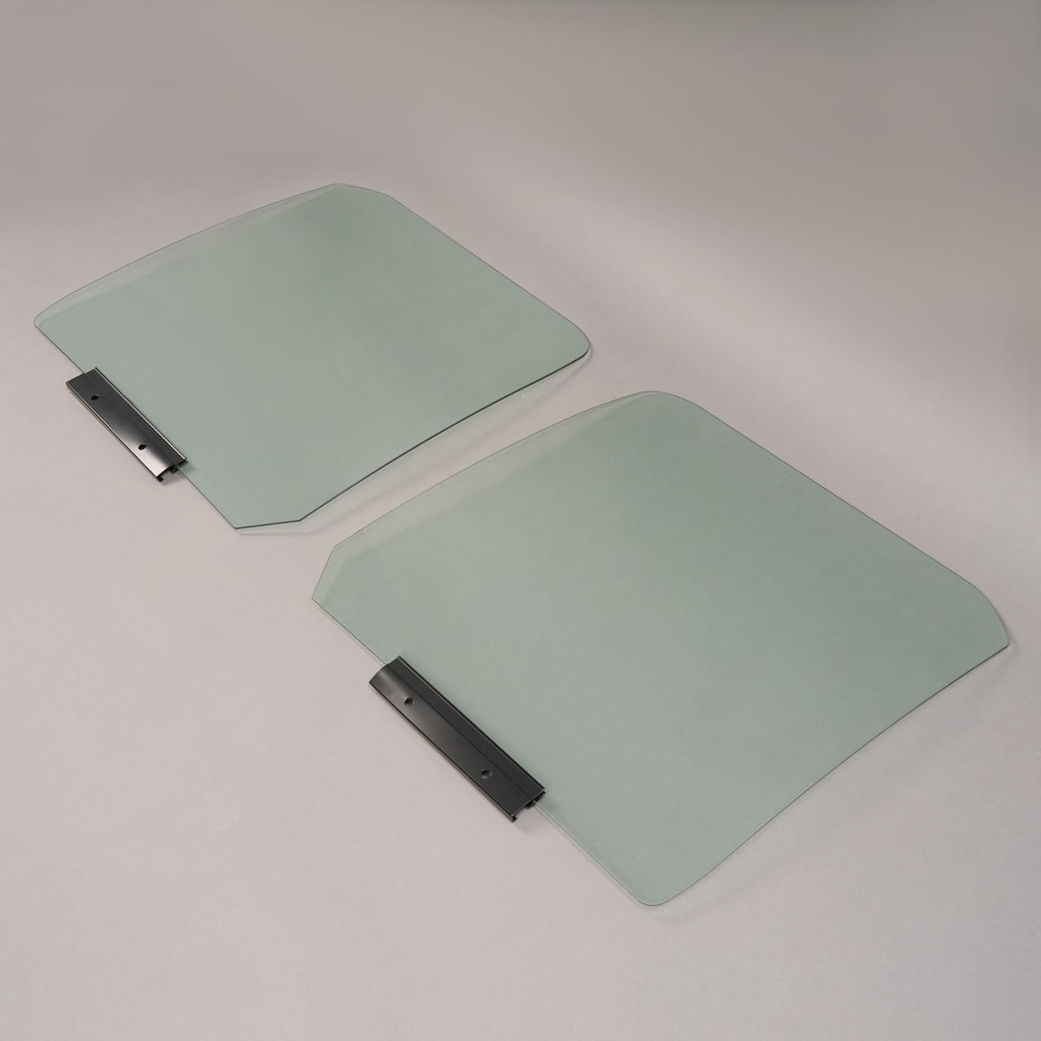 HECASA Front Pair Door Window Glass Compatible with 1987-1996 Ford F-150/Bronco, 1987-1997 Ford F-250, 1987-1998 Ford F-350, Light Green Tempered Glass & Steel Driver & Passenger Side