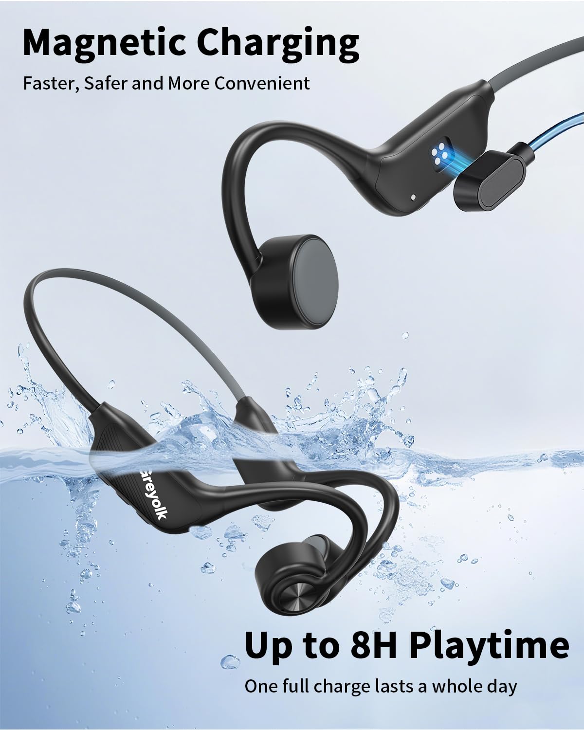 Cuffie da nuoto Bluetooth 5.4 – Cuffie subacquee a conduzione ossea, impermeabili IP68, auricolari aperti con microfono, 32 GB di memoria lettore MP3 per nuoto, corsa