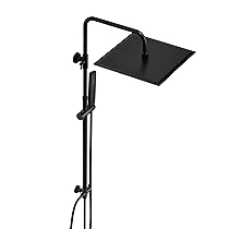 JOHO 304 Colonna Doccia Nero Opaco in Acciaio Inox Colonna Doccia idromassaggio Doccia Soffione Colonna Senza Miscelatore Set Doccia a Pioggia con Doccetta a Mano (30×30cm Quadrato)