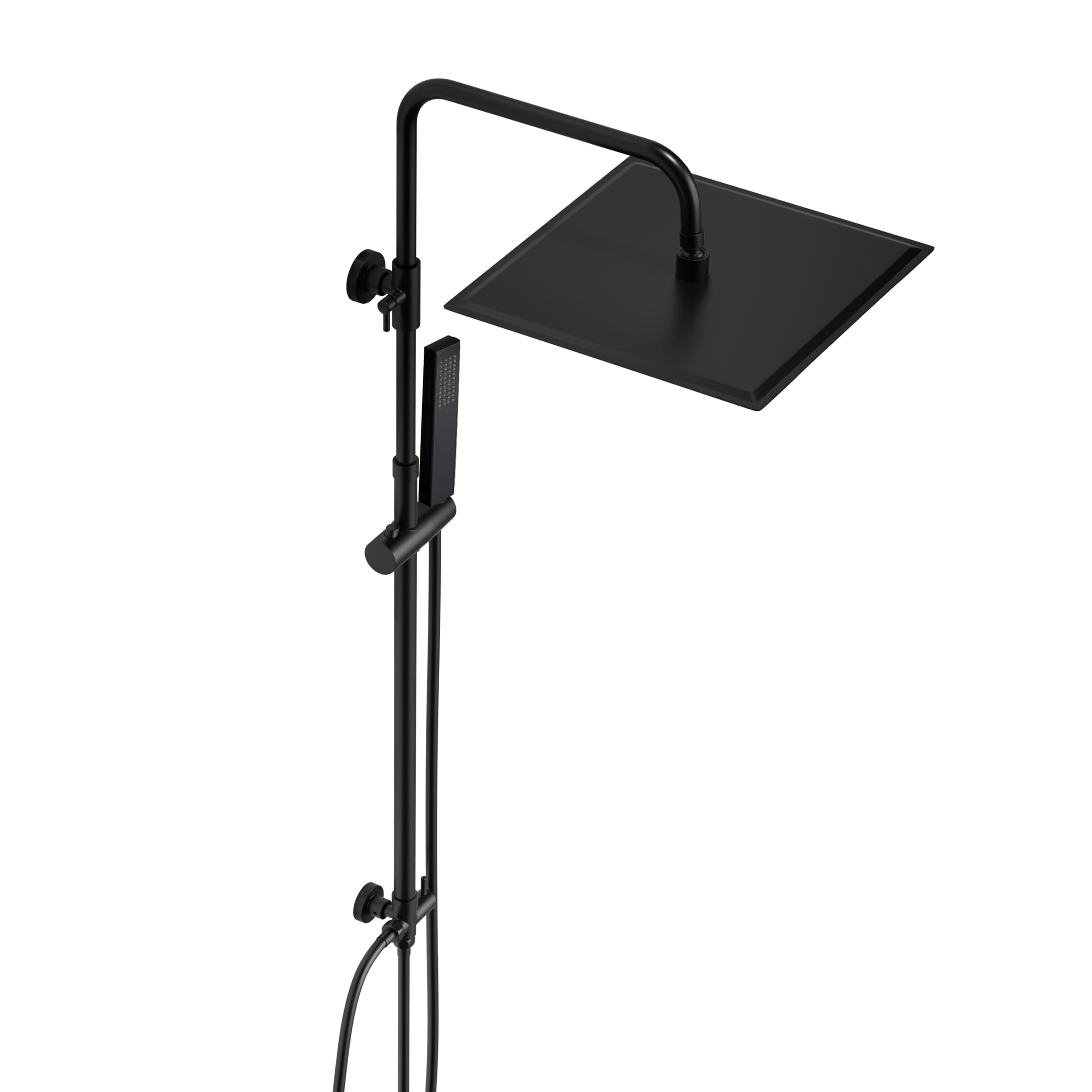 JOHO Colonna Doccia in Acciaio INOX senza Miscelatore Termostatica, Asta Doccia Saliscendi con Soffione e Doccetta, Set Doccia a Pioggia con Soffione 30x30 cm Nero