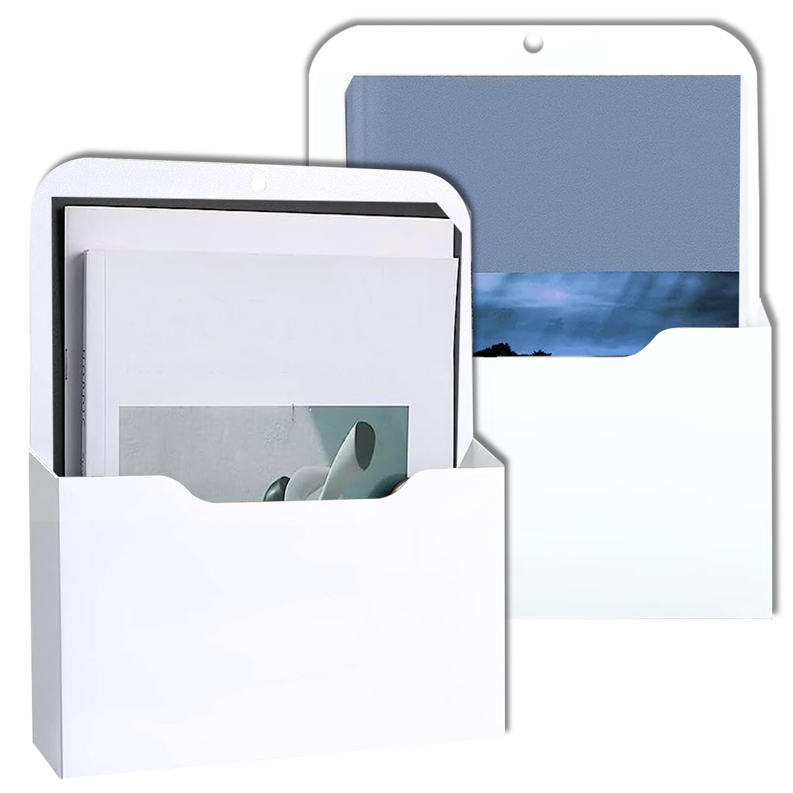 Archivador Magnético 2 Piezas Soporte para Archivos A4 con Imanes Organizador de Pared Blanco