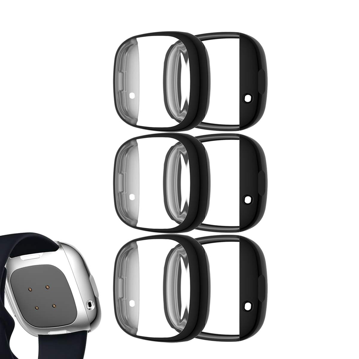 3Pack Pack Screen Protector Case Compatible with Fitbit Versa 3 Smartwatch Sense TPU Full Protection