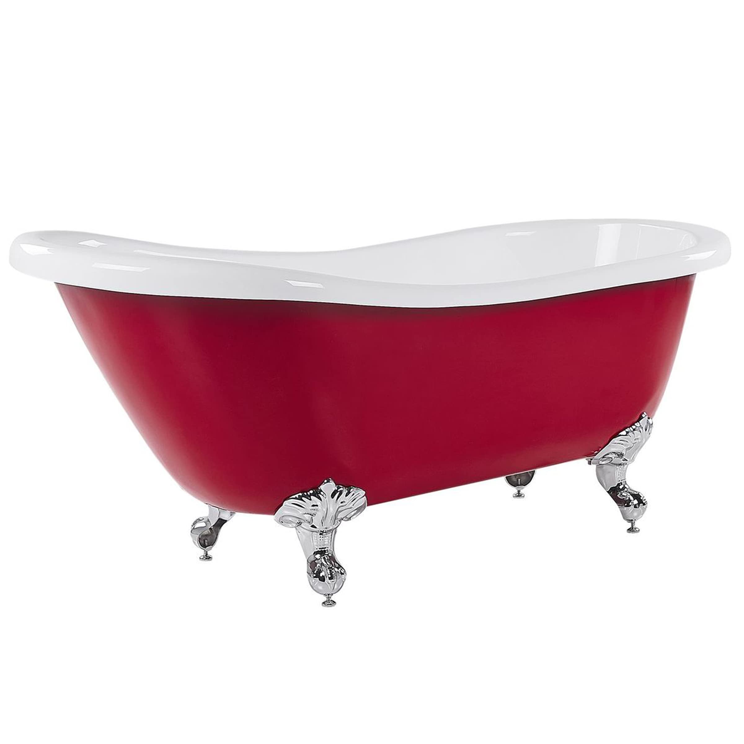 Bañera independiente de acrílico rojo patas 170 x 80 cm retro vintage tradicional Cayman