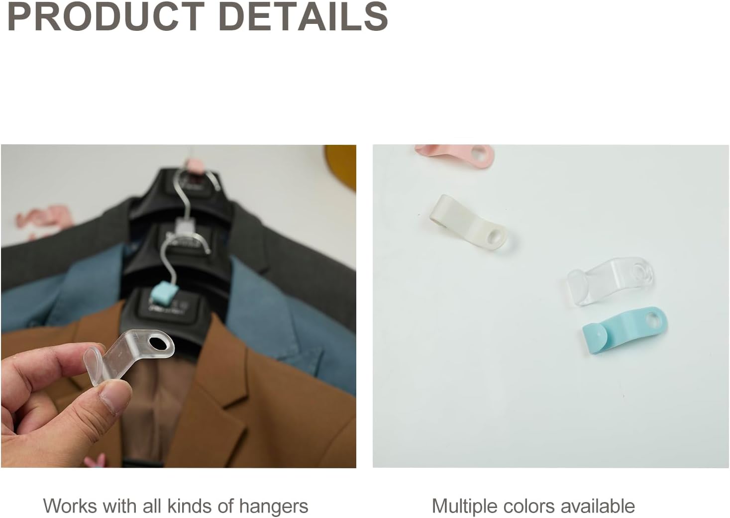 50 Pcs Closet Hanger Connector Hooks Space Saving Clothes Hanger Extenders for Wardrobe Organization Multi-Layer Cascading Hanger Hooks in Mixed Colors and Clear