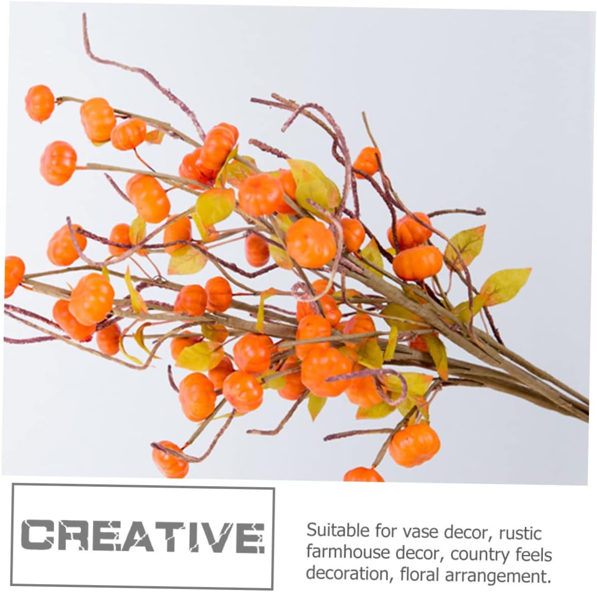 Unomor 9pcs Simulation Pumpkin Branches Realistic Fall Picks for Thanksgiving Decor Lifelike Artificial Pumpkin Stems for Home and Seasonal Arrangements