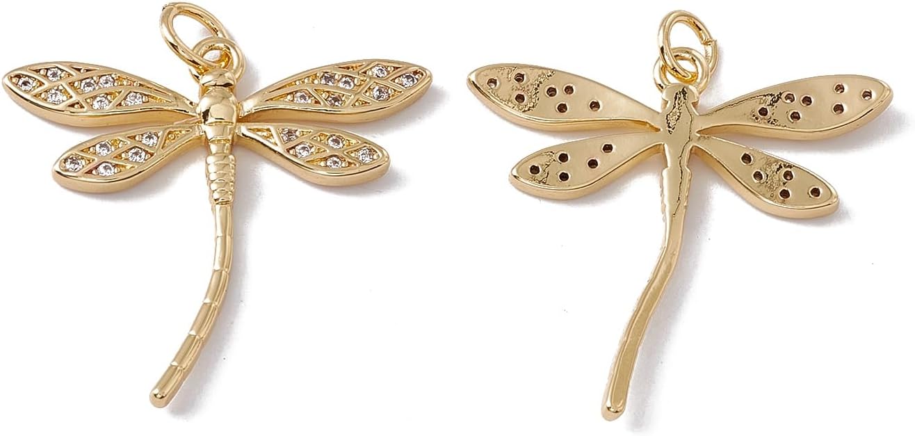 KitBeads 10pcs Cubic Zirconia Dragonfly Charms 18K Gold Plated Insect Micropave CZ Animal for Jewelry Making Necklace Crafts Bulk - Image 9