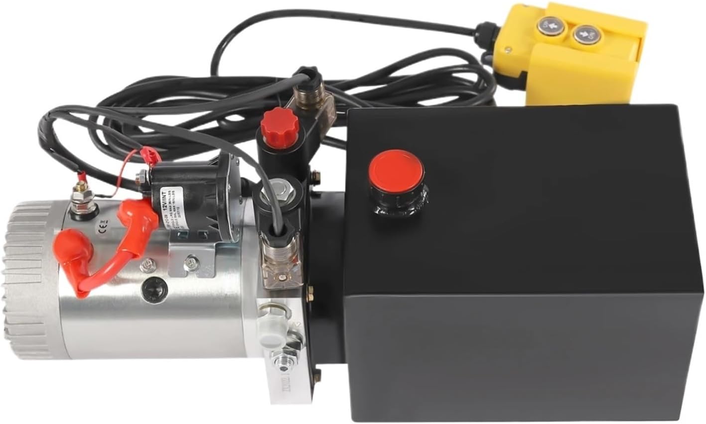 12V DC Hydraulic Electric Pump with Control Handle, Hydraulic Power Unit, 6 Quart Hydraulic Pump for Trailer, Car, Lifting