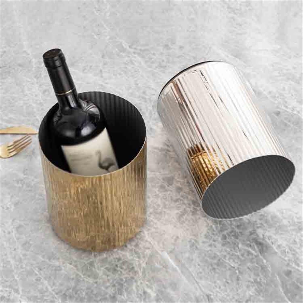 Cubiteras Cubo de hielo de grano recto de acero inoxidable engrosado, cubo doble for champán, barra refrigerada for vino tinto, cubo de almacenamiento con doble aislamiento Cubo de hielo térmico(Silve