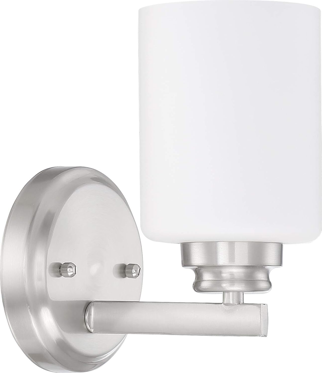 Craftmade 50501-BNK-WG Bolden White Frost Glass Wall Sconce, 1-Light 100 Watt, Brushed Polished Nickel