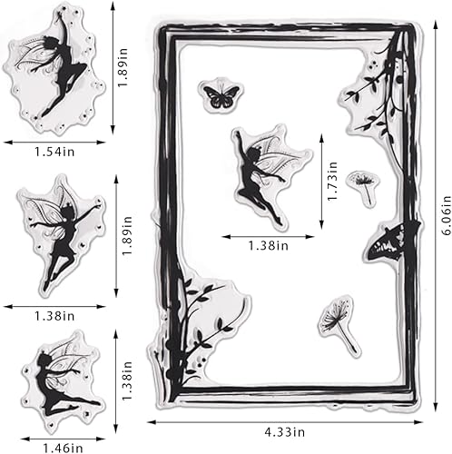 Miniatura 7 de Estivaux Sellos transparentes de flores de hadas para hacer tarjetas y diarios hojas de diente de león sellos de goma de hierba sellos de alas de