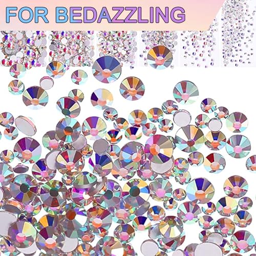 Quixotical 28000 szt. Diamenty do paznokci 3 mm, 28 Kolorów Rhinestones Flat Back, Bedazzling Kit do zdobienia paznokci i rzemiosła, kryształki do majsterkowania dekoracja paznokci ubrania (bez kleju)