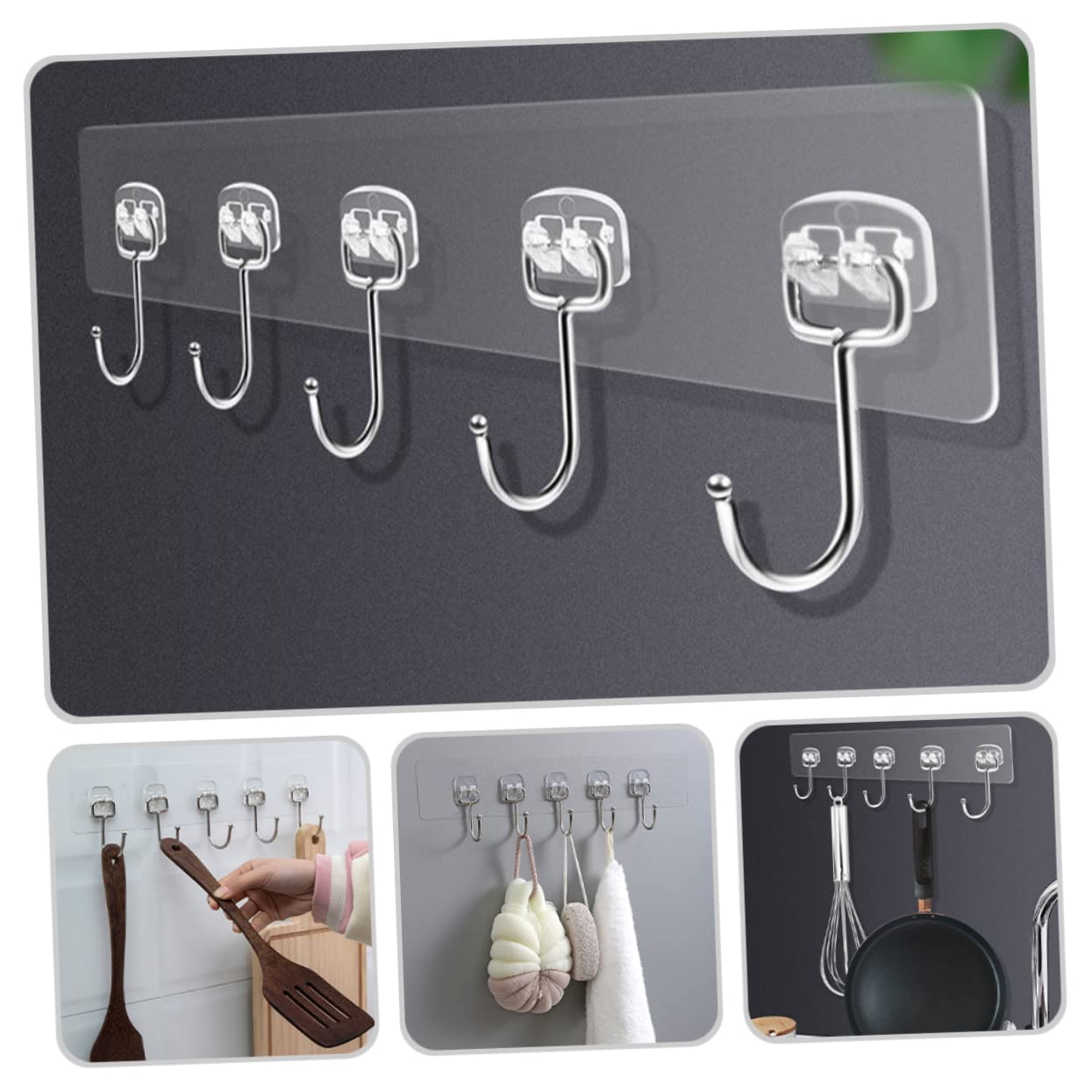 VASDEV 20 Piezas de Gancho de Pasta Resistente Perchero de Servicio Pesado Ganchos Decorativos Perchas de Metal para Trabajo Pesado Ahorro de Espacio Colgador de Pared Adhesivo Colgador d