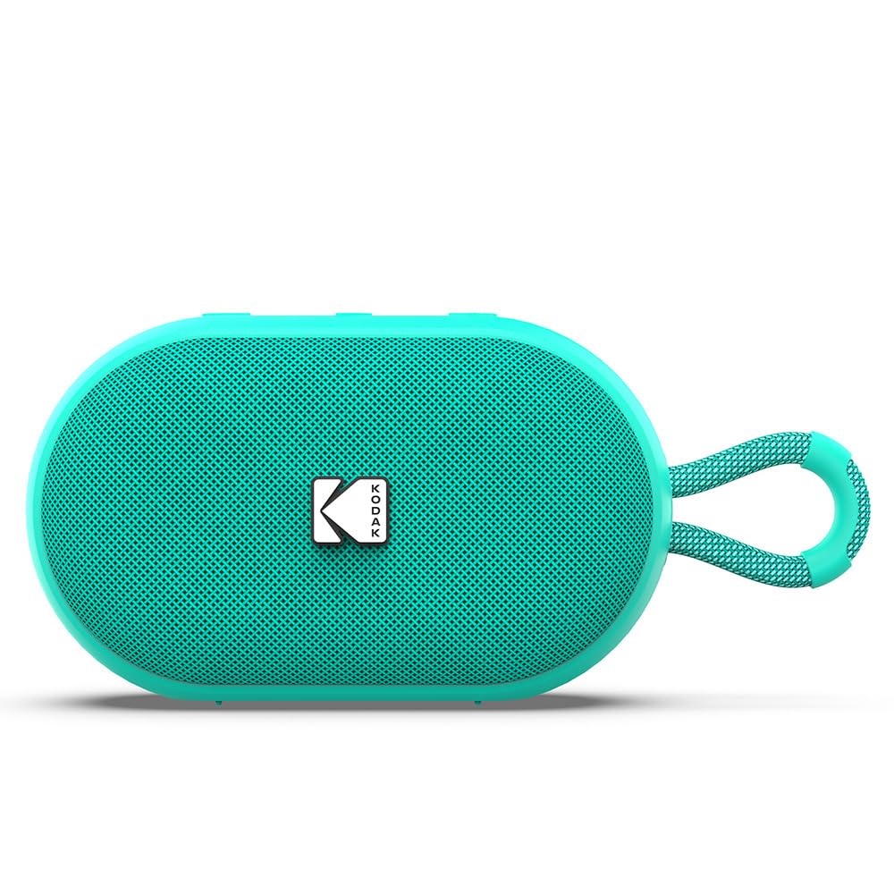 KODAK PWS-2284 Bluetooth Speaker 6W RMS, IPX7 Waterproof, 10-12Hr Battery, TWS Stereo, 10m Range, 1500mAh, Hands-Free Mic, USB-C Cable Included, Compact Design, Wrist Strap - Green