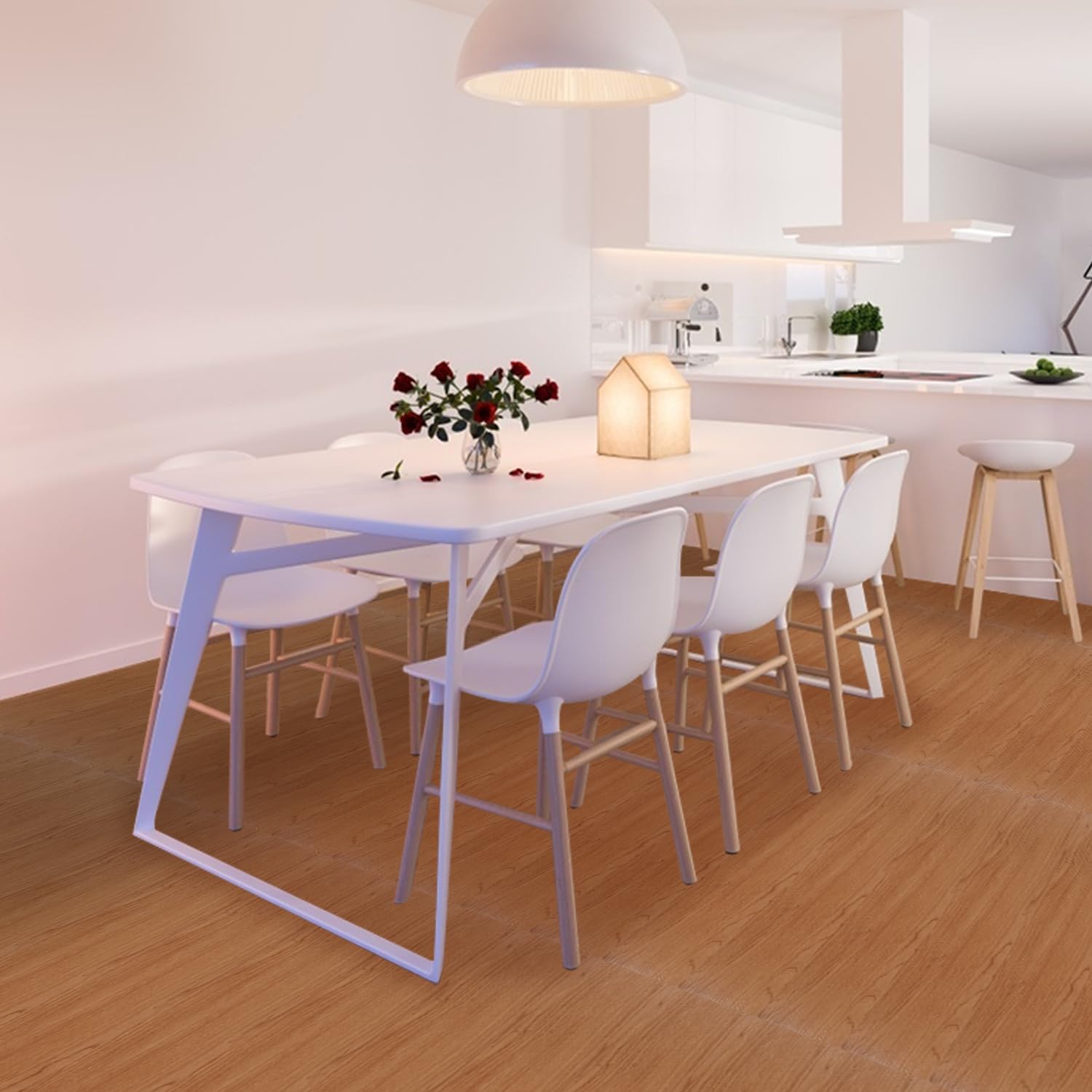 Pavimento in PVC autoadesivo in vinile, effetto parquet a bastoncino, aspetto legno, antiscivolo, impermeabile, difficile da infiammare 10 m²/72 piastrelle, rovere marrone