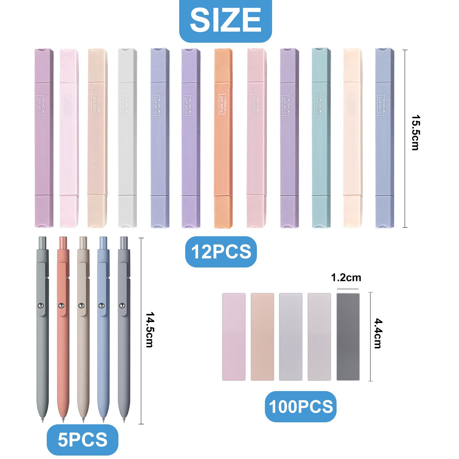 Set 17 Evidenziatori Pastello E Penne Gel - 12 Colorati + 5 Nere 0.5mm, Senza Sbavature - Foto 9