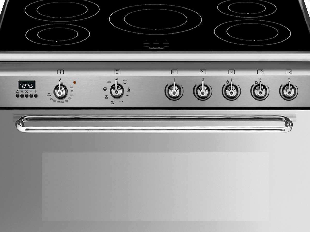 Smeg SCD90IMX9 Cuisinière induction Stand combi en acier inoxydable, 90 cm, Vapor Clean