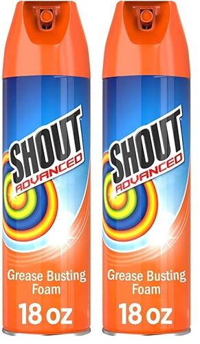 Shout Advanced Foaming Grease and Oil Stain Remover for Clothes, 18 oz, Red (Pack of 2)