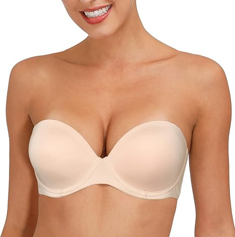 Plus Size Women's Push Up Bra Strapless Bras Padded Transparent Straps Invisible Clear Back 