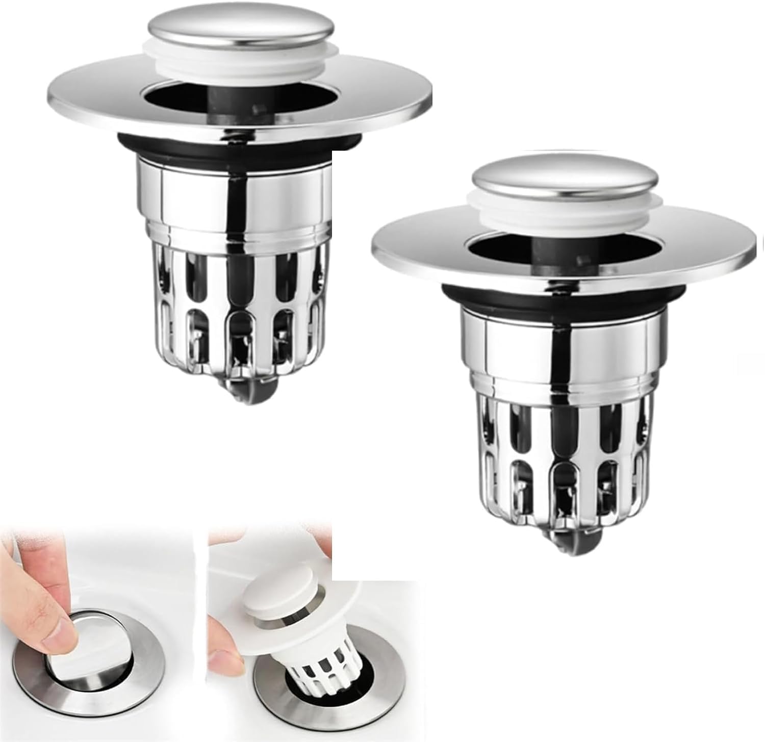 Élément filtrant à Pression pour lavabo, Filtre à Pression rebondissante, Bouchon de vidange Universel pour lavabo de Salle de Bain, Bouchon de vidange Anti-Obstruction
