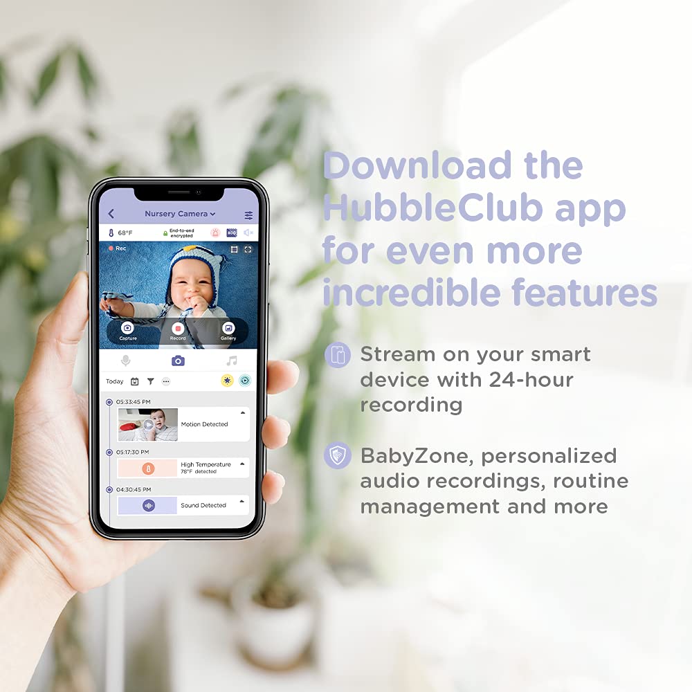 Hubble Connected Nursery Pal Connect Family 5" Smart HD Wireless Baby Monitor, Portable