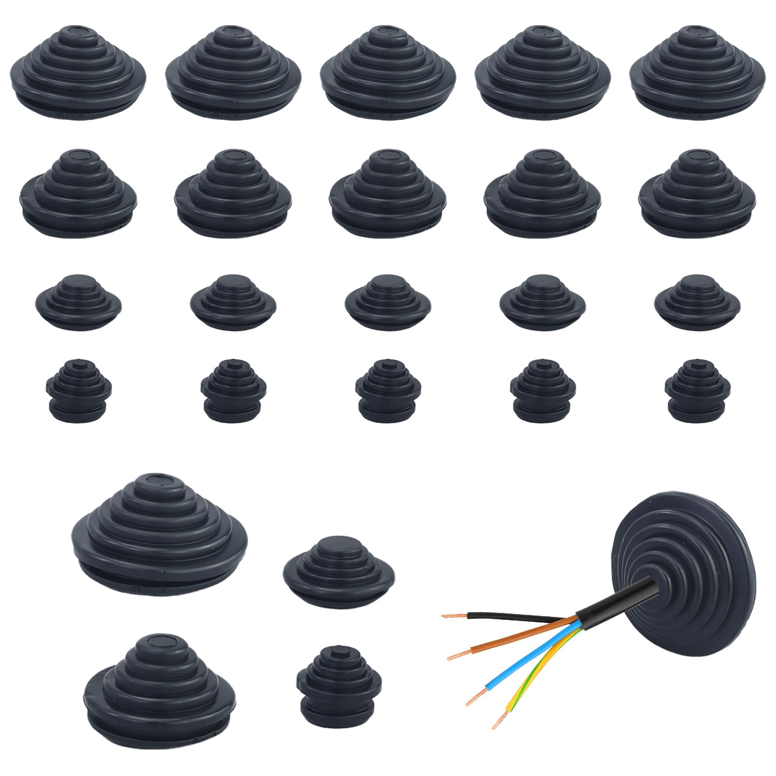 Juntas de goma para cables 10/20/25/30 mm, arandelas de goma flexibles resistentes al agua, protección de cables