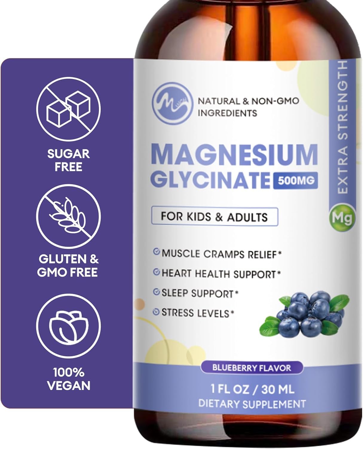 2 Pack Liquid Magnesium Glycinate with L-Theanine & Lemon Balm - Promotes Relaxation & Sleep – Supports Bone, Muscle & Heart Health - Gluten Free - 60 Day Supply