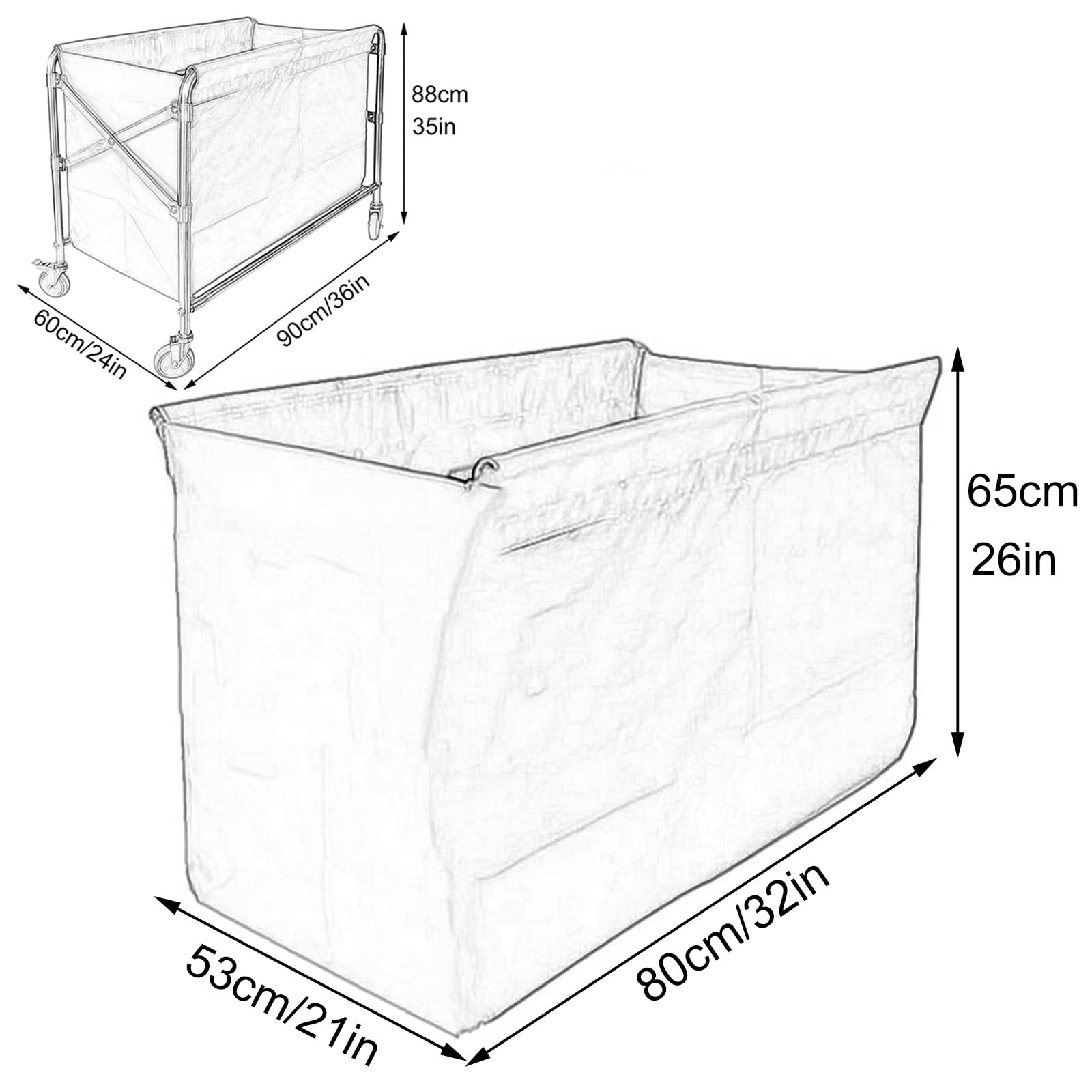 Ersatz-Innensack Für Wäschewagen - Oxford-Stoff 53x53x70cm