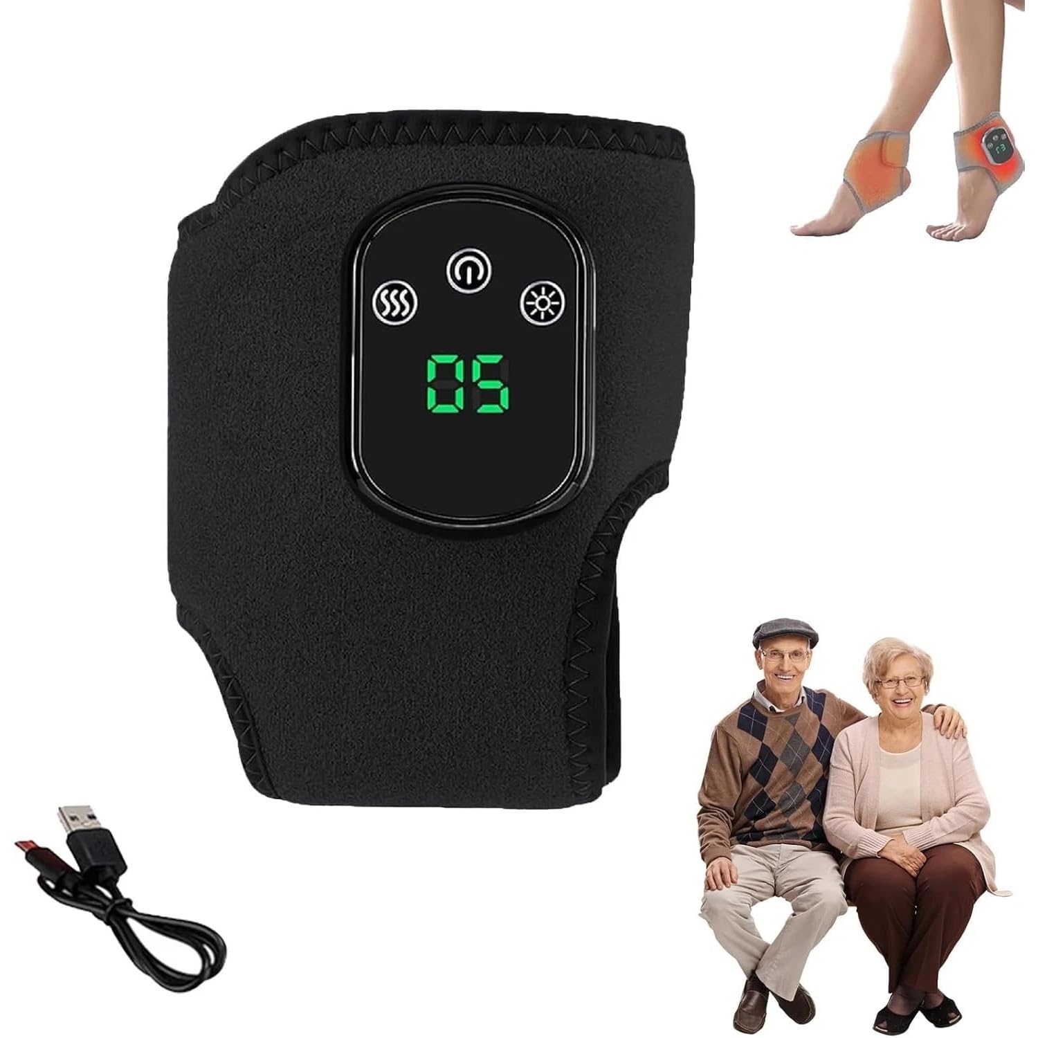 neurocur VitalPulser 3-in-1 Massager Fußmassager Elektrisch – 3 Massage-Modi & 5 Wärmestufen, Tragbar, Kabellos, Perfekt für Zuhause und Unterwegs (Schwarz)