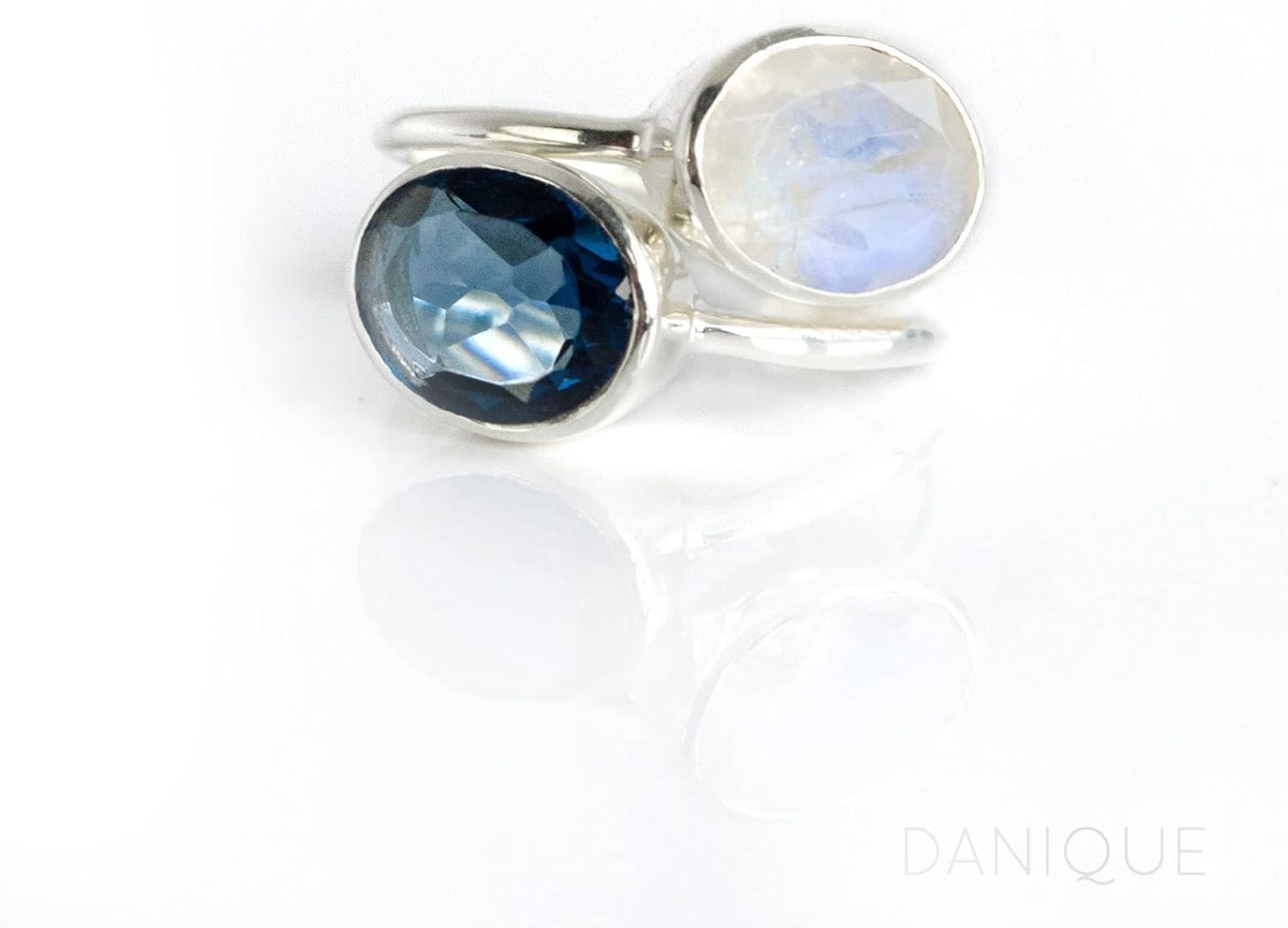 Natural Rainbow Moonstone Ring, June Birthstone, Sterling Silver or Vermeil Gold, Oval Shaped Stackable Ring [rOMB]