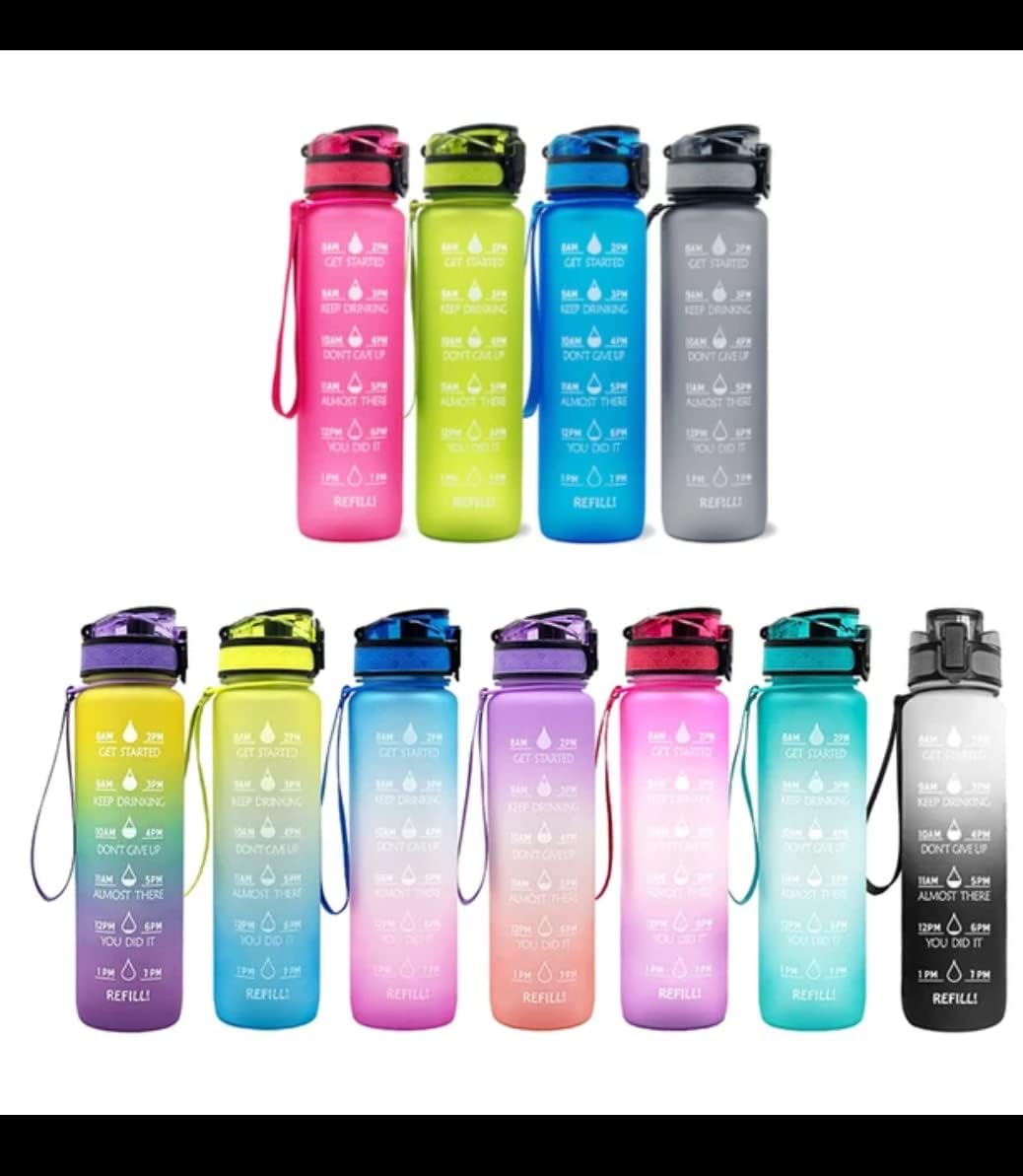 Motivational Water Bottle with Time Markers (yellow)