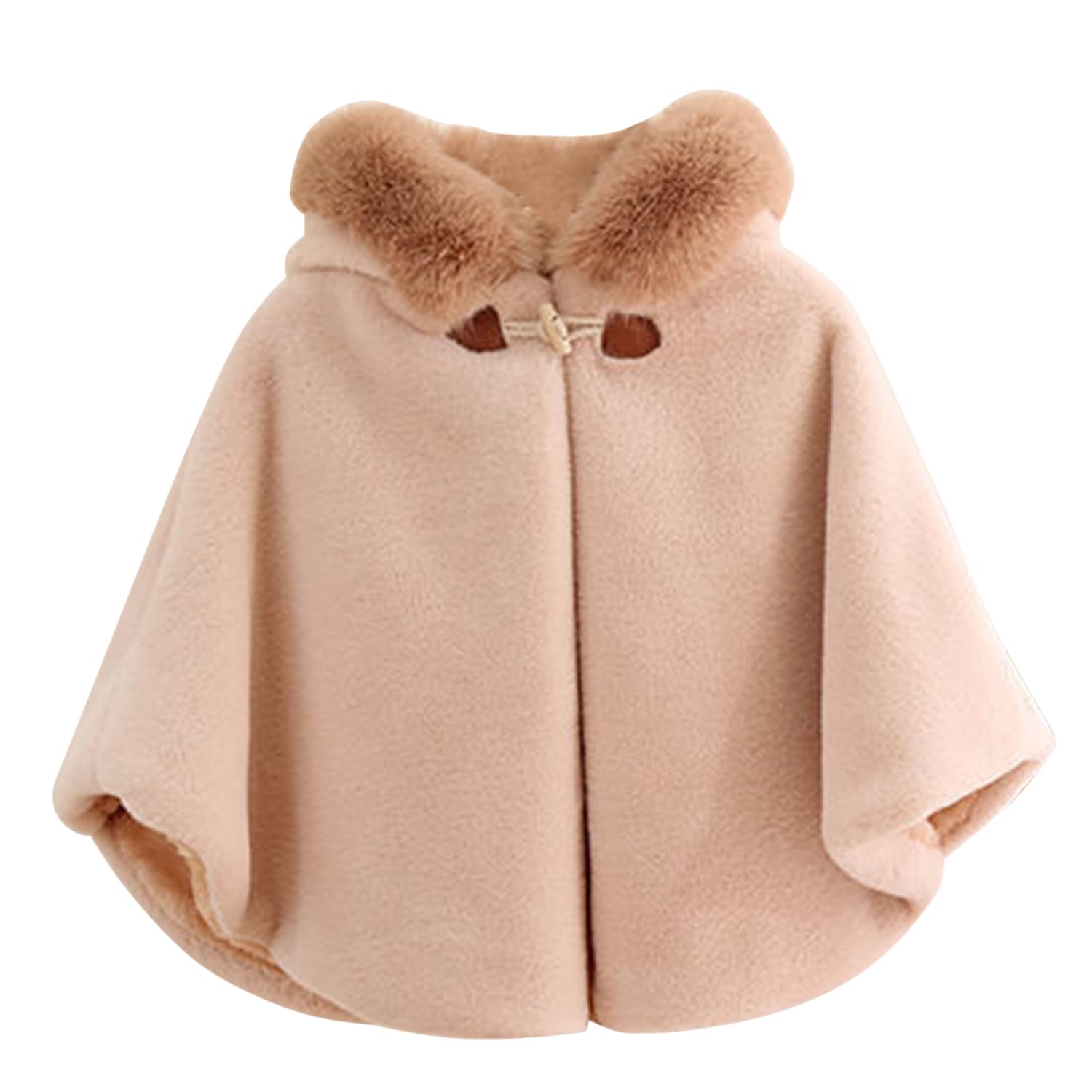 Cape à Capuche Bébé Hiver Blousons Capuchon Fausse Fourrure Poncho en Coton Souple Mignon pour Fille Fillette Automne