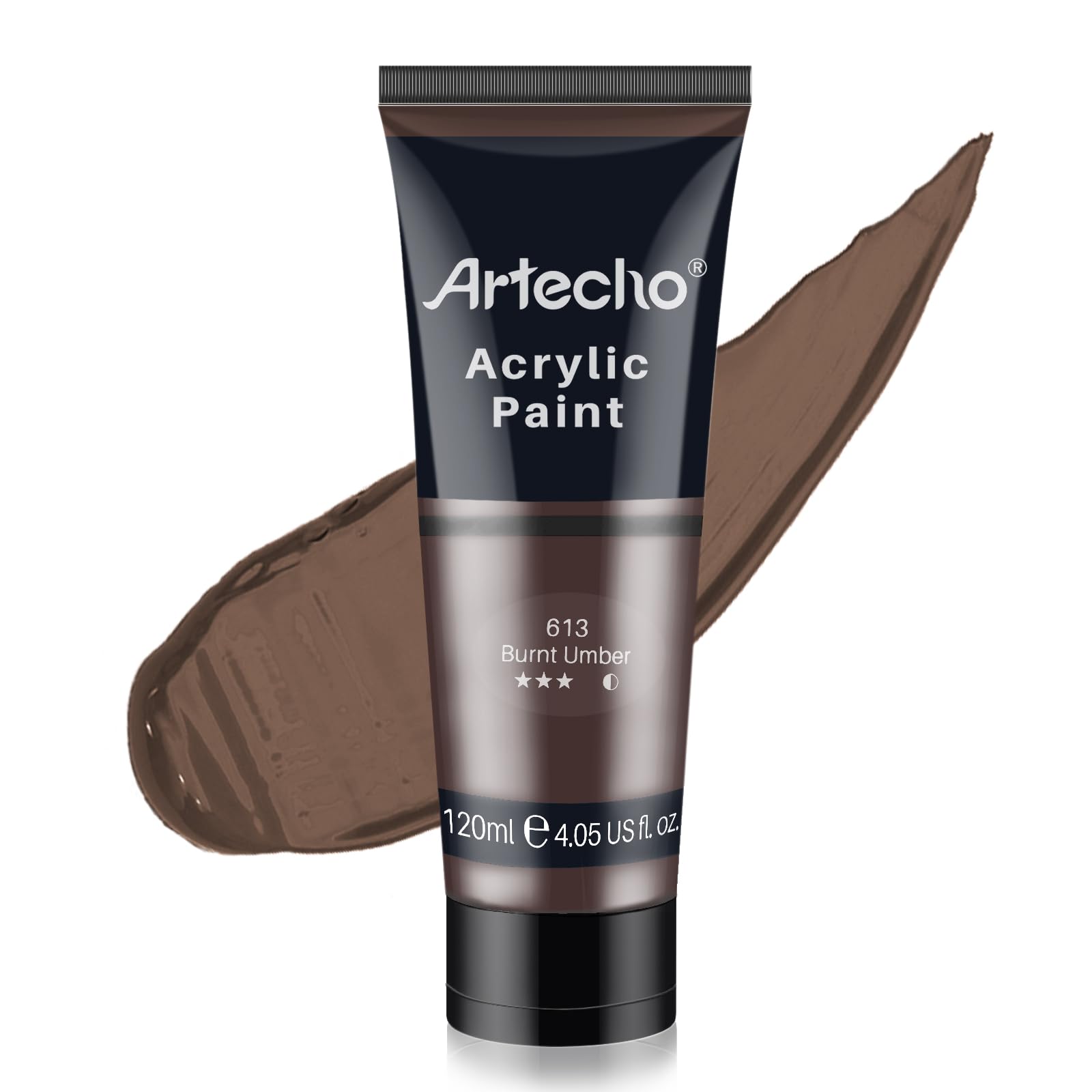 Artecho Professional Acrylic Paint, Burnt Umber (120ml / 4.05oz) Tubes, Art Craft Paints for Canvas Painting, Rock, Stone, Wood, Fabric, Art Supplies for Professional Artists, Adults