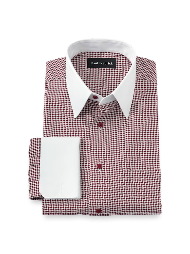 Paul Fredrick Mens Tailored Fit Comfort Stretch Non-Iron Check Dress Shirt