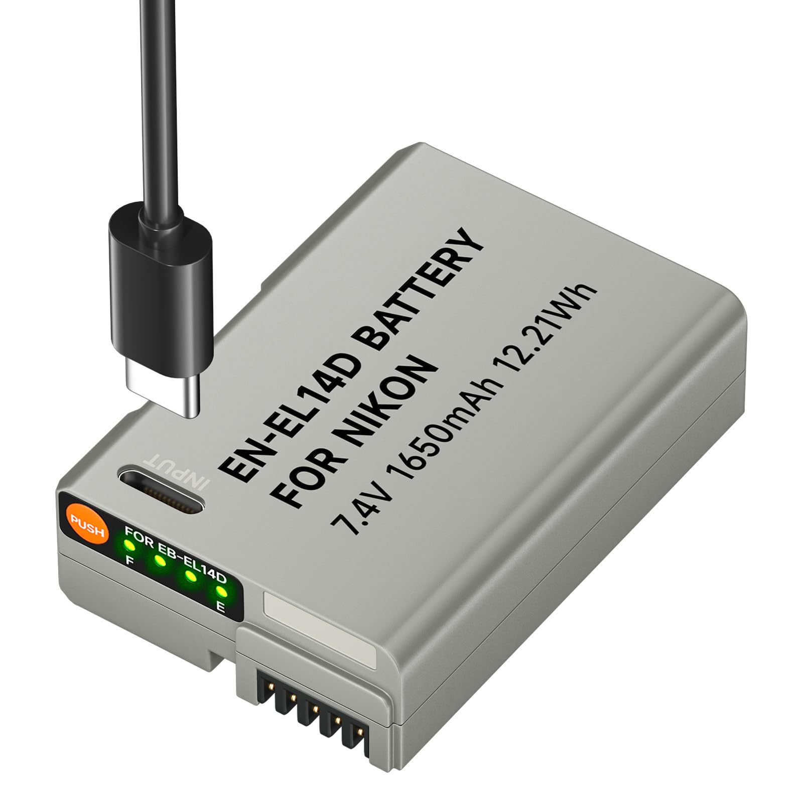 Akumulator ENEL14 1650mAh z kablem USB-C do Nikon D5600 D5100 D5200 D5300 D5500 D3200 D3400 D3500 Coolpix P7100 P7200 P7700 P7800