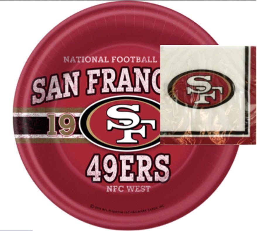 Bundle San Francisco 49'ers Party Plates and Napkins - 24 Pieces in All by Wholeness Home