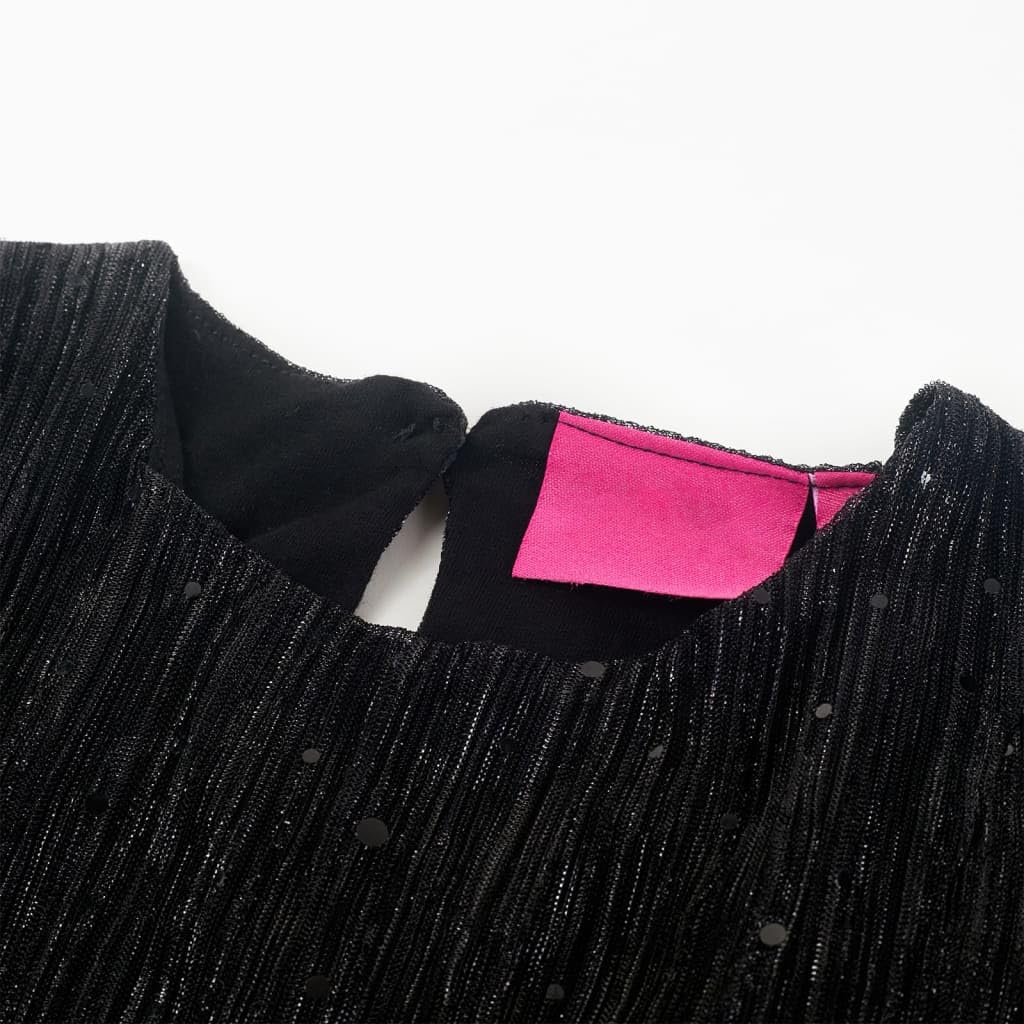 Vestido infantil de manga larga negro 92, vestido de verano transpirable para niña, algodón, vestido de fiesta para niñas con lentejuelas, cuello redondo, vestido suave para niños de 1,5 a 2