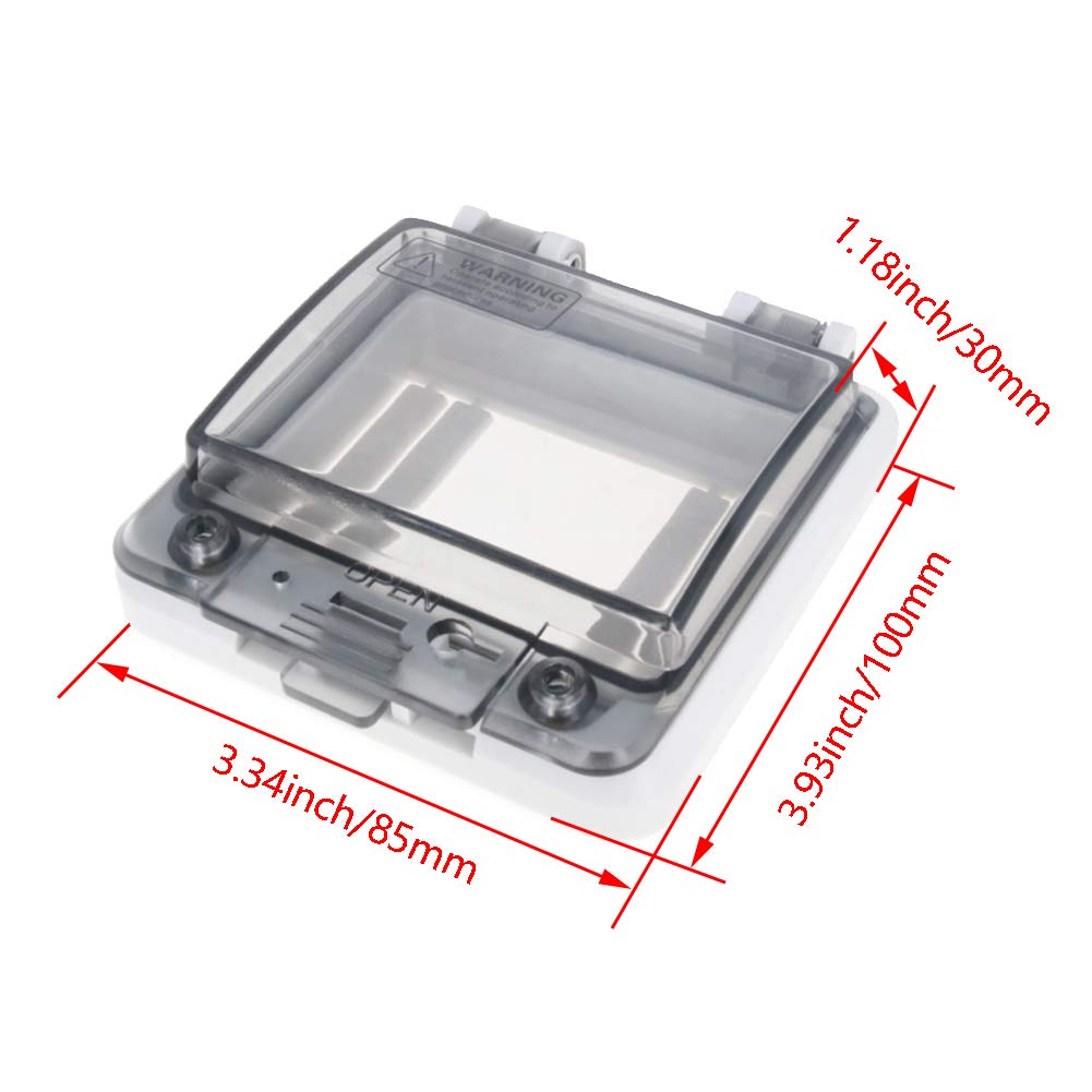 Heyiarbeit 4 Way Distribution Protection Box, IP67 ABS Transparent Cover for Circuit Breaker Indoor/Outdoor on The Wall 3.94