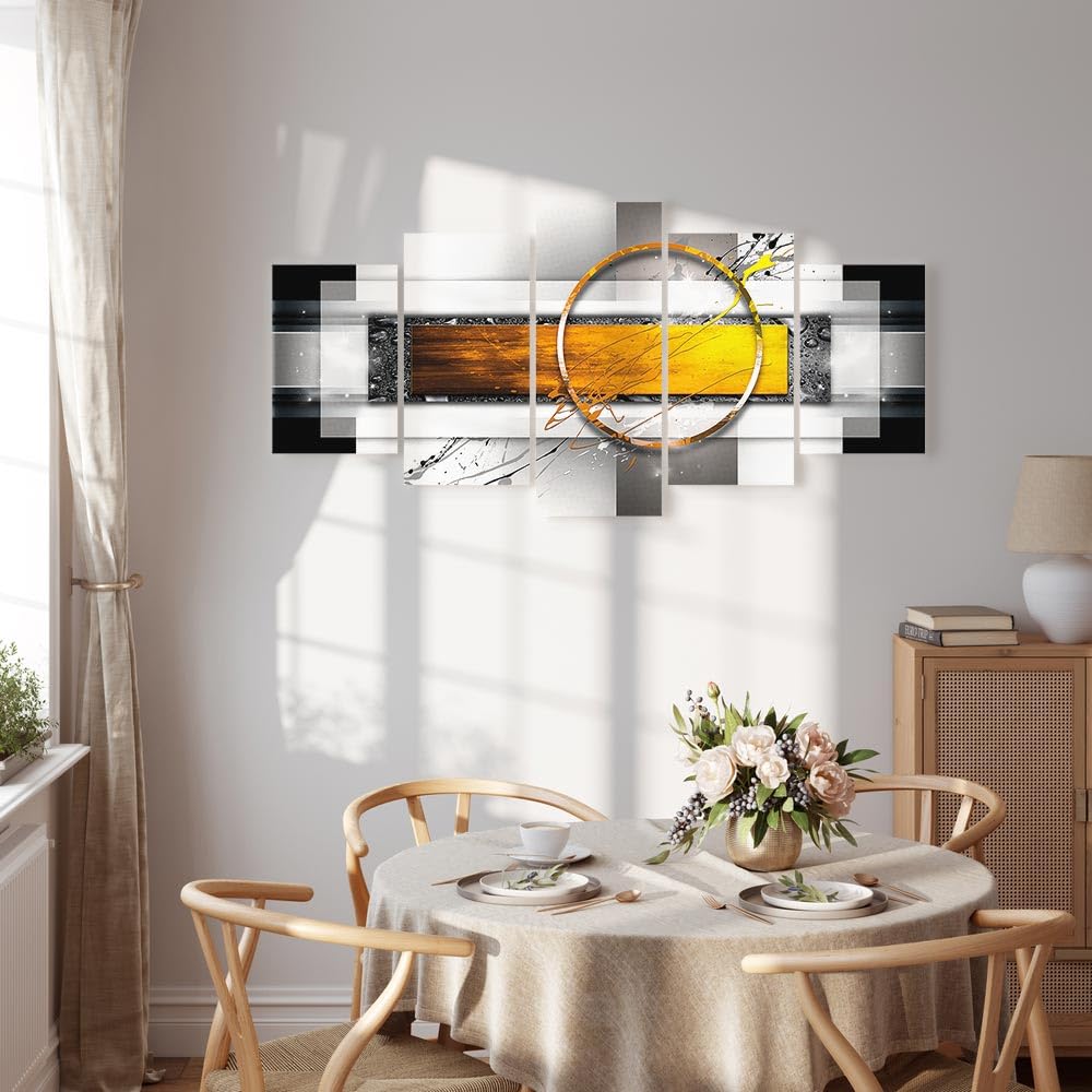 Cuadros B&D XXL - Cuadro en Lienzo Abstracto Moderno 200x100 cm 5 piezas - Impresión en material tejido no tejido cuadros decoracion salon modernos lienzos - geometrico gris Arte a-A-0052-b-p