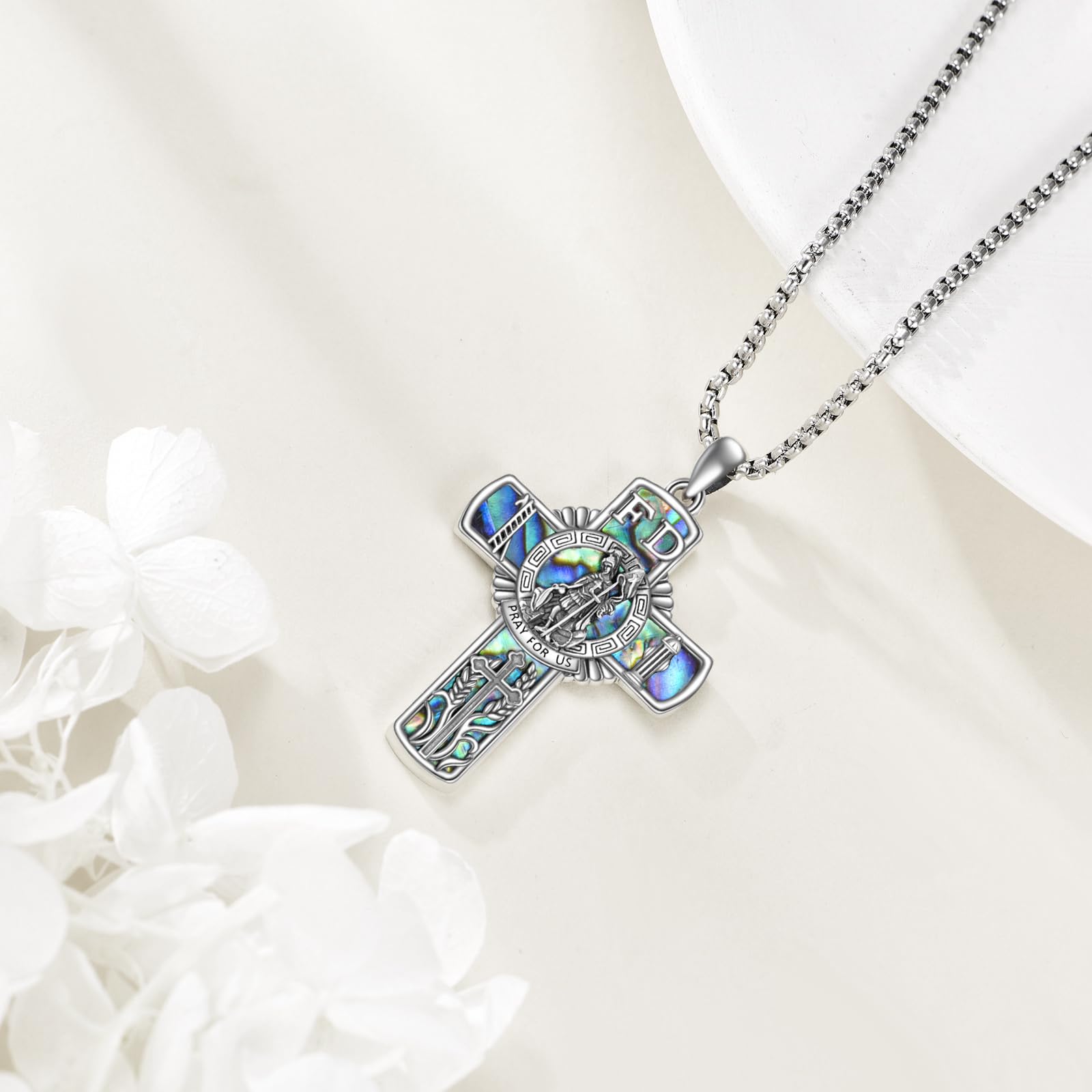 YFN Religiöse Beschützer Halskette Sterling Silber Anhänger Schmuck Geschenk für Herren Damen