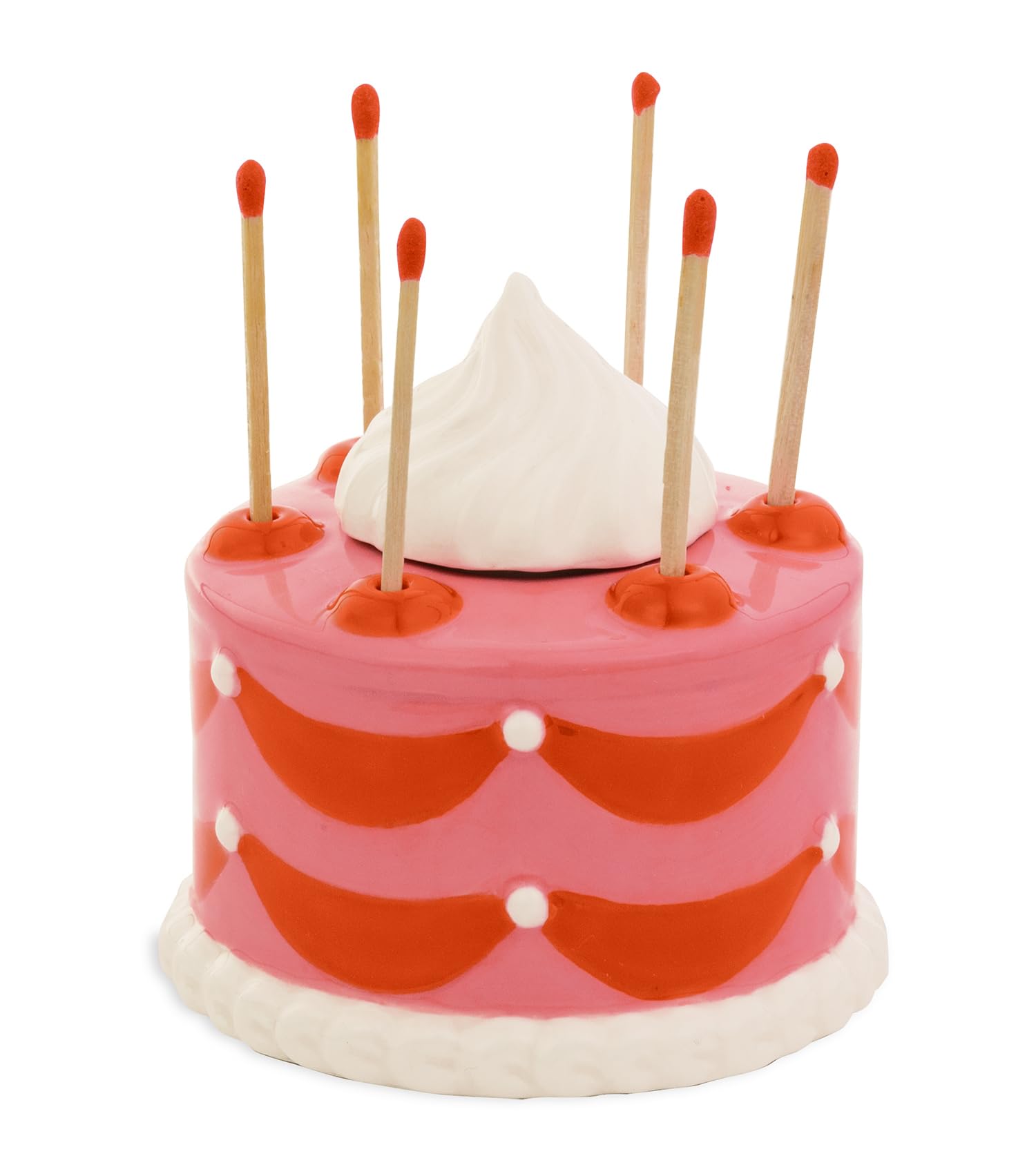 ban.do Match Holder with Striker Decor, Cute Matches Holder, Vintage Inspired Matchstick Holder, Pink Cake
