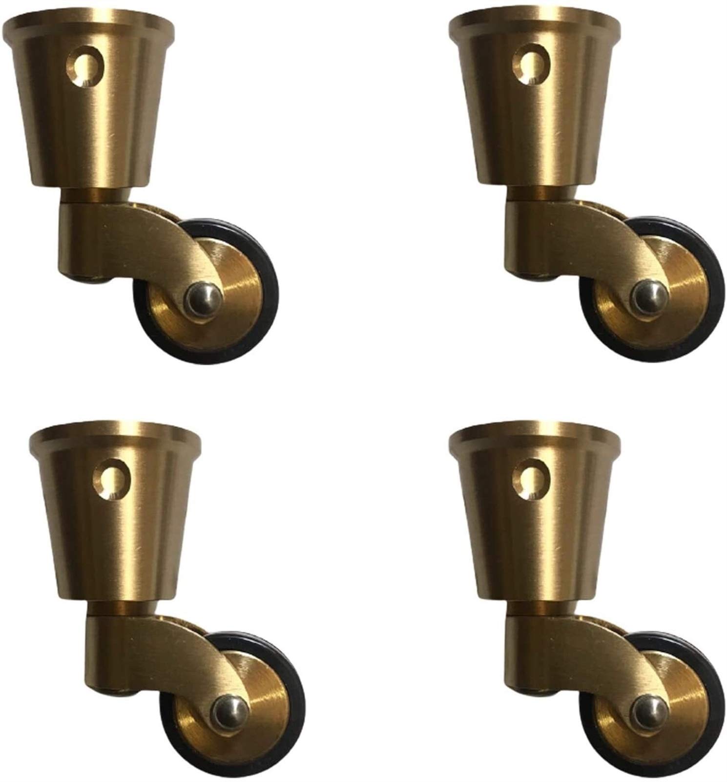 Sbtxhjwcgld Brass 4Pcs Rubber Furniture Casters 25Mm Solid Casters Wheel, Moving Caster Wheels, 360° Swivel Caster, Retro Classical Cup Type,150Kg Load Capacity, With Screws