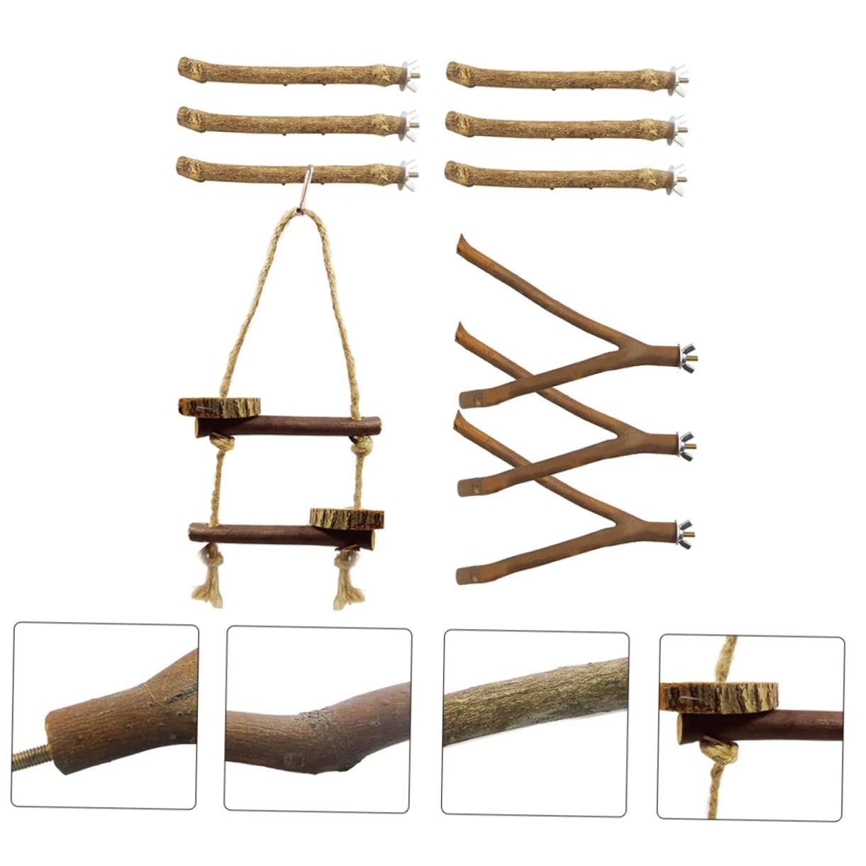 Angoily 20pezzi Stand Per Pappagalli Per Giochi e Allenamento Accessorio Per Gabbia Uccelli Random Facile Da Installare e Utilizzare Stimola Coordinazione e Abilità Di