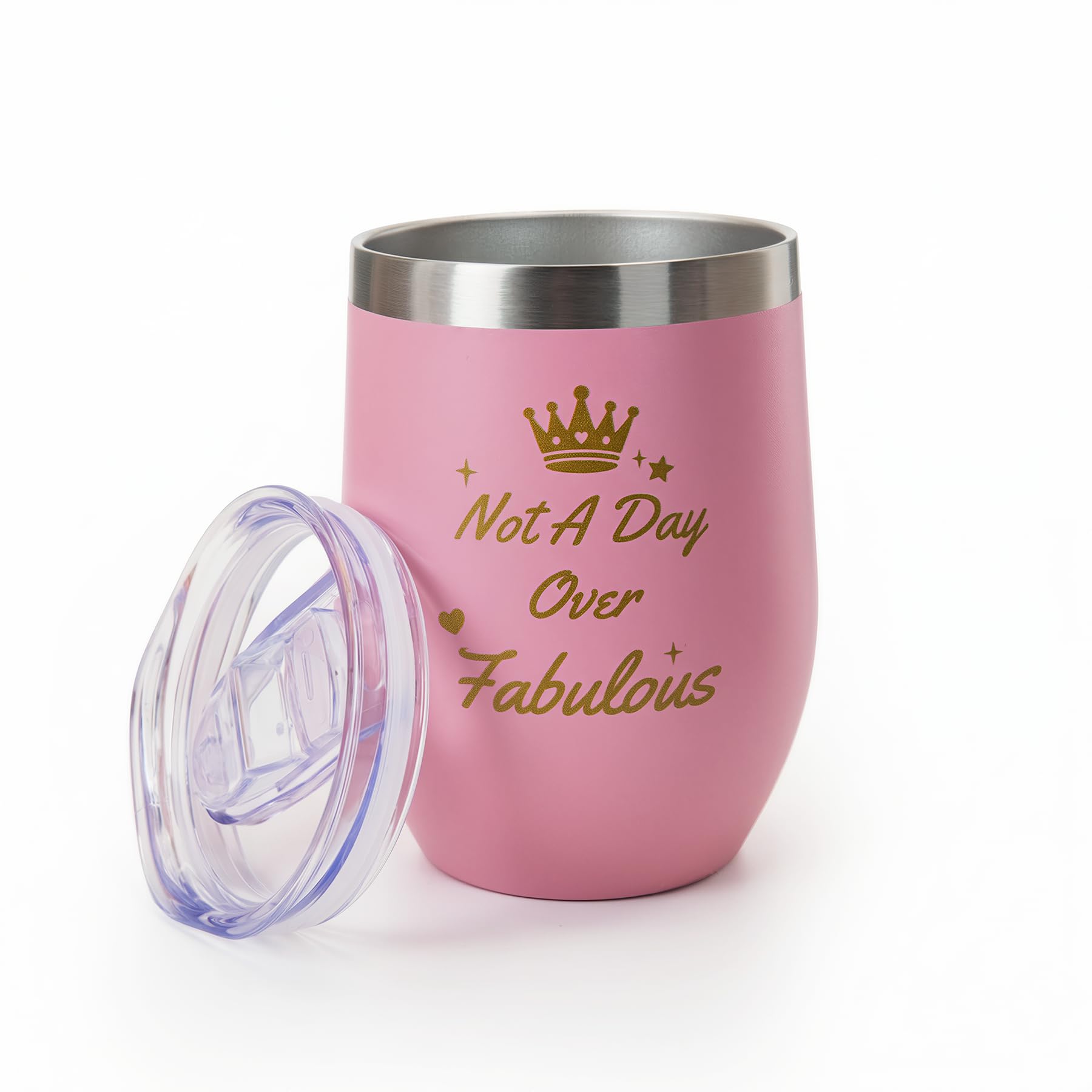 Coolparty Pink Insulated Mug Gift for Her, 12oz Wine Tumbler for Women, 350ml Insulated Cups for Mum Sister Friend Bestie Ladies Teens Girls Birthday Gifts — image 1