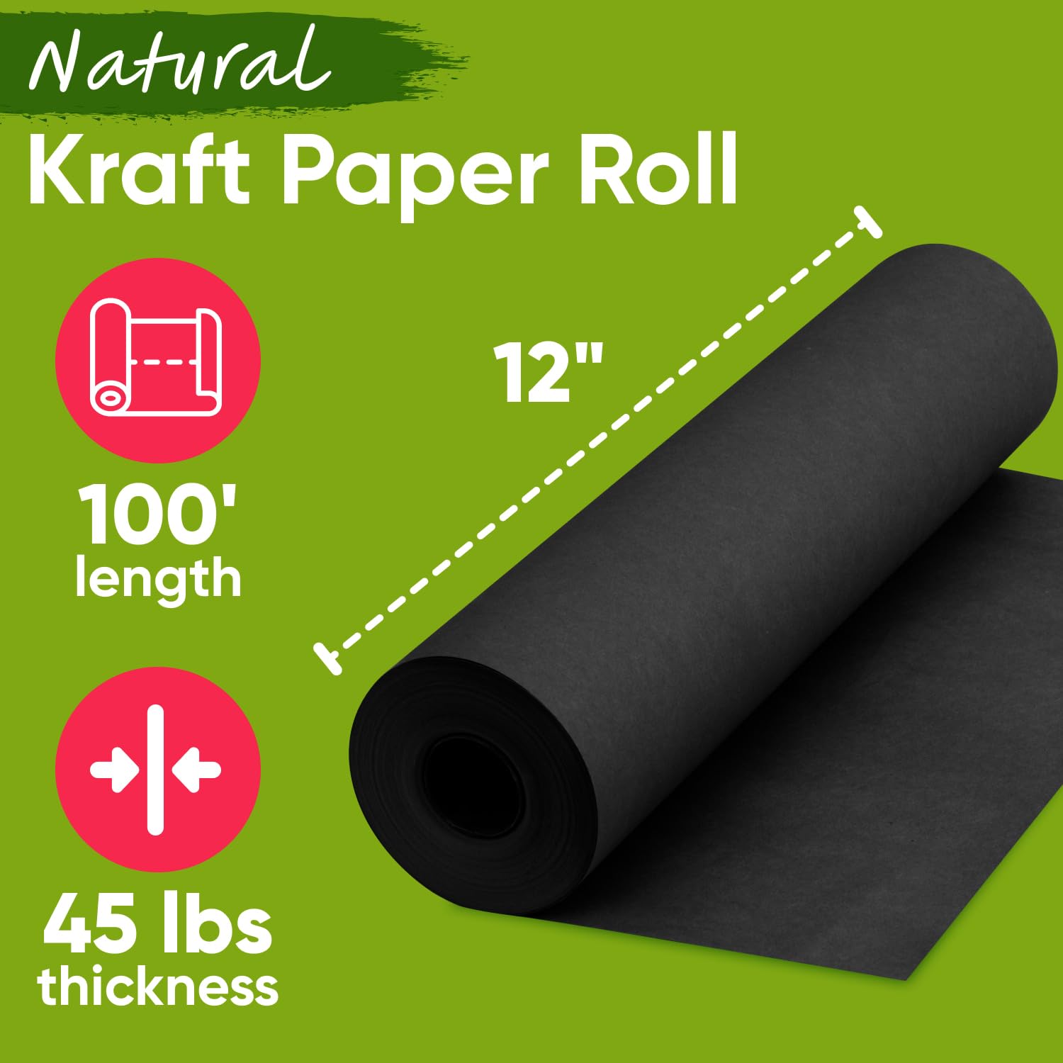Paclord Rouleau de papier kraft noir de 30,5 cm x 30,5 m, épaisseur de 20,4 kg, papier artisanal pour école, papier coloré d'art, emballage cadeau, papier d'emballage pour déménagement